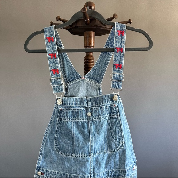 Women's Y2k Tommy Hilfiger Rare Denim Overalls Sz M - Picture 3 of 10